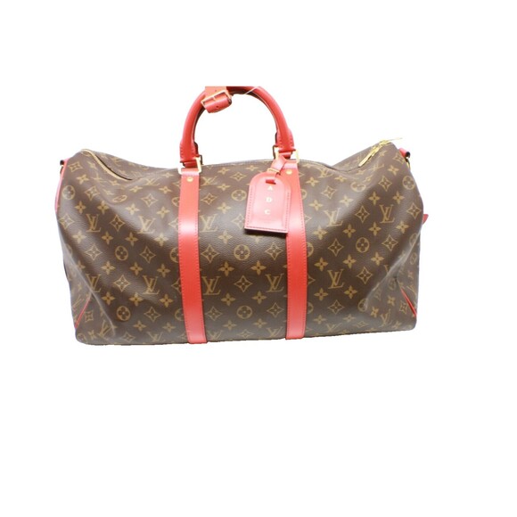 🔥 Louis Vuitton Keepall Bandouliere Monogram Shoulder Bag Red Excellent LV🔥 - Picture 1 of 16